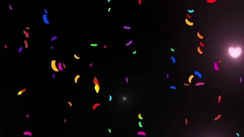 Colorful confetti falling on black background. Festive party overlay with Vídeo Stock 339642292