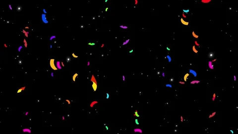 Colorful confetti falling on black background. Festive party celebration Видео 339646365