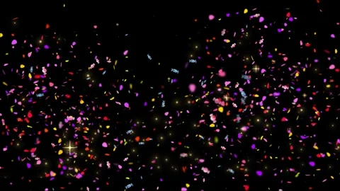 Colorful confetti falling on black background for festive celebration and party Video stock 345016442