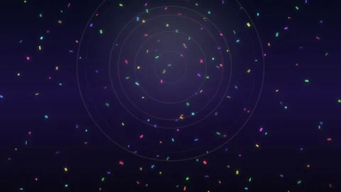 Colorful confetti falling in a circular motion on a dark background Stock Footage 337233842