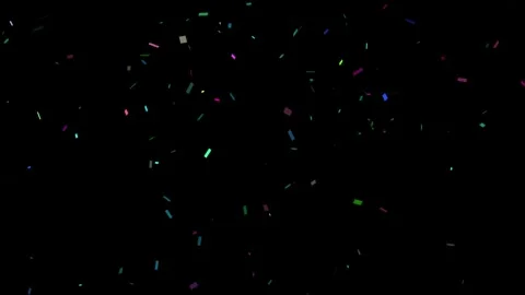 Colorful confetti falling down against black background video motion Stock Footage 327567694
