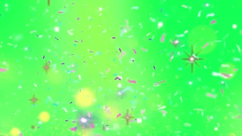 Colorful Confetti Falling Down Against a Bright Green Screen Background with Stock Footage 338368642
