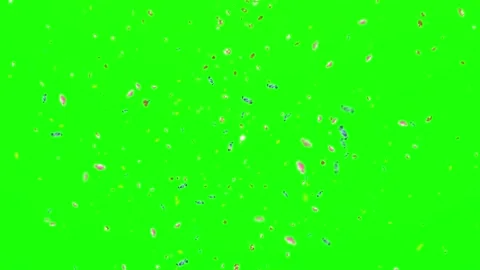 Colorful Confetti Falling Down Against a Bright Green Screen Background for Stock Footage 338436330