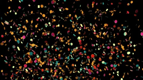 Colorful confetti falling down on black background dynamic motion Stock Footage 327499580
