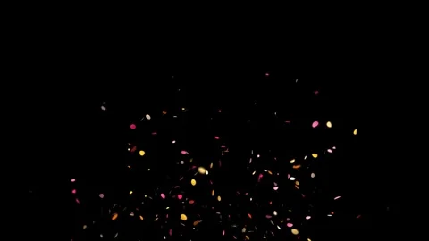 Colorful confetti falling down on black background dynamic motion Stock Footage 327567705