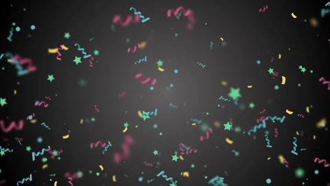 Colorful Confetti Falling Down in Slow Motion Over Black Background. Видео 102151305