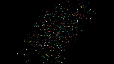 Colorful confetti falling floating against black background celebratio 스톡 동영상 343559084