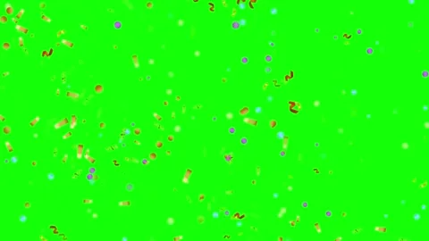 Colorful confetti falling on green screen background Video stock 336940945