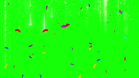 Colorful confetti falling on green screen background Video stock 337523845