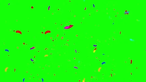 Colorful confetti falling on green screen. Festive party background with bright Video stock 339395098
