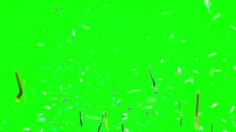 Colorful confetti falling on green screen. Festive party streamers isolated on Video stock 340117825