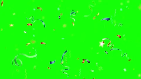 Colorful confetti falling on green screen. Festive party streamers for video Video stock 340381158