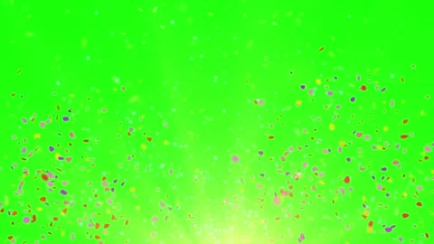 Colorful confetti falling on green screen. Festive paper particles for video Stock Footage 340381636