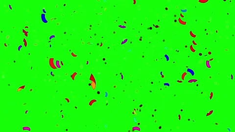 Colorful confetti falling on green screen. Festive party background with paper Video stock 340716404