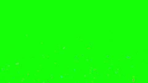 Colorful confetti falling on green screen. Festive paper pieces dropping for Stockbeeldmateriaal 340942993