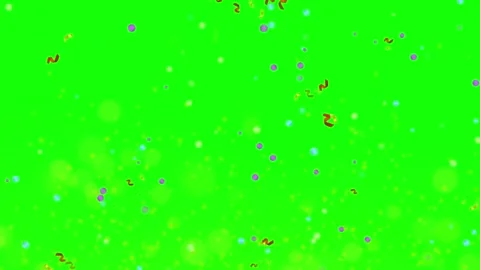 Colorful confetti falling on green screen. Festive party streamers isolated on Video stock 340943503