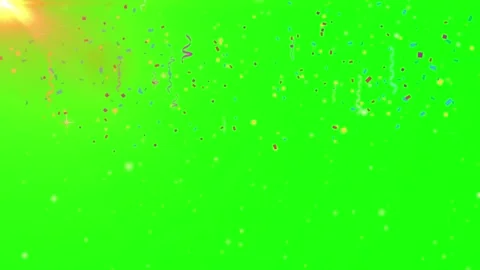 Colorful confetti falling on green screen. Festive party background with paper Video stock 340944127