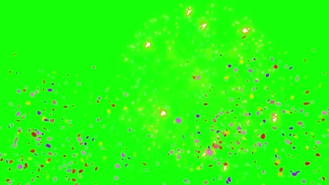Colorful confetti falling on green screen. Festive paper particles for video Video stock 340944214