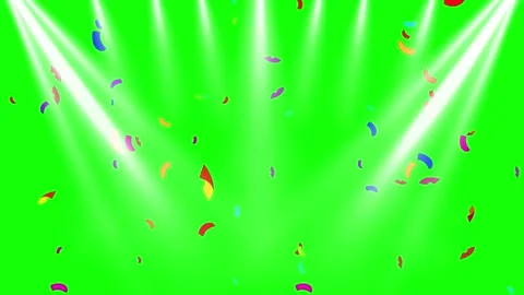 Colorful confetti falling on green screen Stock Footage 341376764