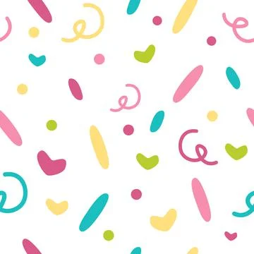 Colorful Confetti Geometric Lines Vector Pattern. Abstract girly pattern. Gre Stock Illustration