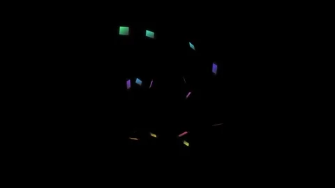 Colorful confetti particles floating isolated against a deep black background Vidéo 335149764