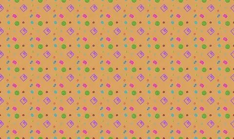 Colorful confetti pattern on a brown background Stock Illustration