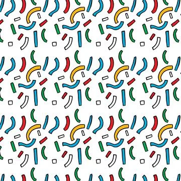 Colorful Confetti Pattern. Memphis Style Funky Abstract Background Stock Illustration