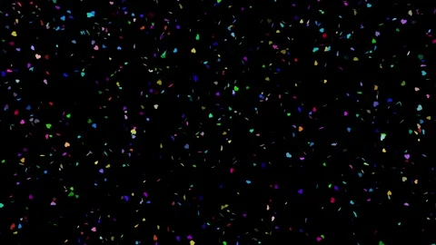 Colorful confetti pieces falling down on black background screen Stock Footage 327472086