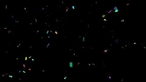 Colorful confetti pieces falling down in dark empty space Stock Footage 327594565