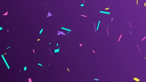 Colorful confetti on purple background. 2d animation Stock Footage 341802205