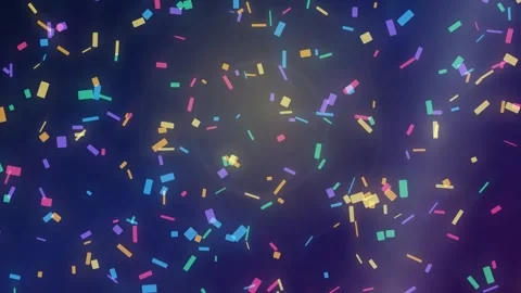 Colorful confetti sprinkles falling on a dark blue background Stock Footage 335941779