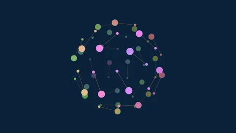 Colorful connected dots forming network in circular pattern Stock Footage 258921489