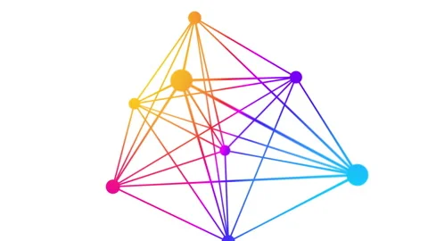 Colorful connected dots geometric shape on a white background. Seamless loop Vidéo 97945159
