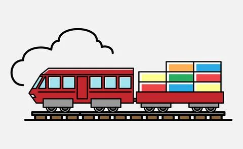 Colorful container train vector illustration on white background. EPS10. Stock Illustration
