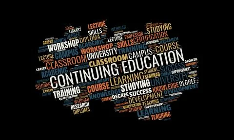 Colorful continuing education word cloud design emphasizing professional gr.. Stock Illustration