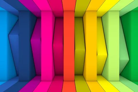 Colorful corner boxes abstract background 3D render illustration Stock Illustration