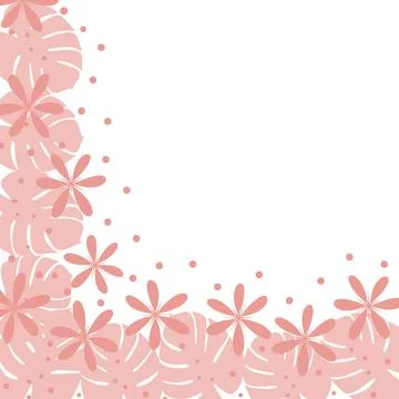Colorful Corner frame with botanical elements in trendy pale pink shades with Stock Illustration