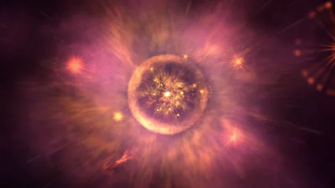 Colorful Cosmic Explosion Rendering Depicting Vibrant Galactic Energy Stock Footage 317228876
