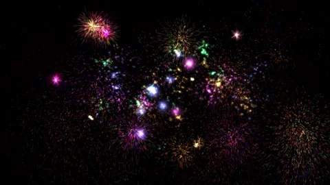 Colorful Cosmic Fireworks Particles Explosion Animation Stock Footage 322012296