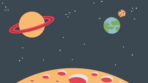 Colorful Cosmic Landscape Featuring Planets and Stars in a Vibrant Cartoon .. 스톡 동영상 341919988