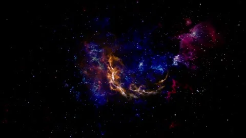 Colorful Cosmic Nebula Dust Clouds with Glowing Golden Core Stock Footage 342956442