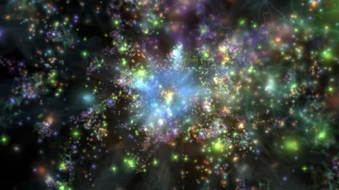 Colorful Cosmic Nebula Explosion, Bright Stars In Abstract Space Light BG 스톡 동영상 333678030