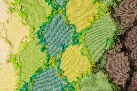 Colorful cotton threads. Argyle pattern. Green shades background Foto stock