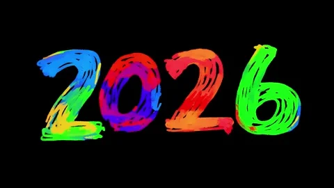 Colorful countdown 2026 in stopmotion animation with black background Stock Footage 316123964