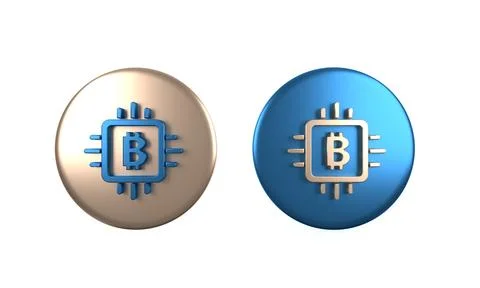 Colorful CPU mining farm icon isolated on white background. Bitcoin sign in.. Illustrazione stock