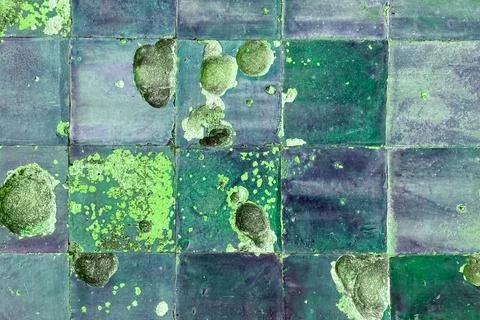 Colorful cracked tile texture, split tile, old vintage floor or wall background Stock Photos