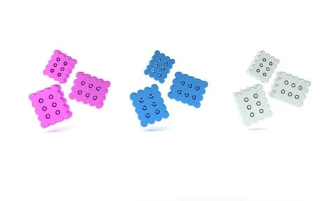 Colorful Cracker biscuit icon isolated on white background. Sweet cookie. M.. Stock Illustration