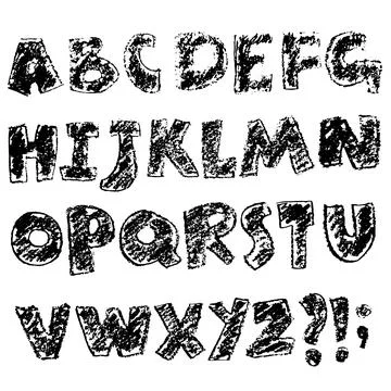 Colorful Crayon Hand Drawn Vector Font Stock Illustration
