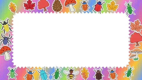 Colorful Crayon Nature Frame with Copy Space Loop Stock Footage 346274398