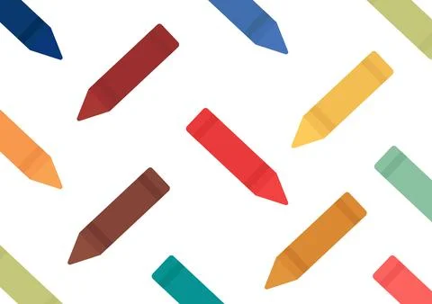 Colorful crayon pattern on white background Stock Illustration